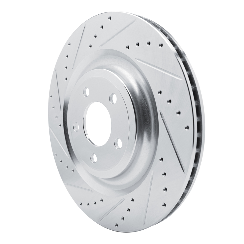 Ford Police Interceptor Utility Brake Rotor (1) - Rear Left - R1 Concepts - Drilled & Slotted - Silver - `20-`25